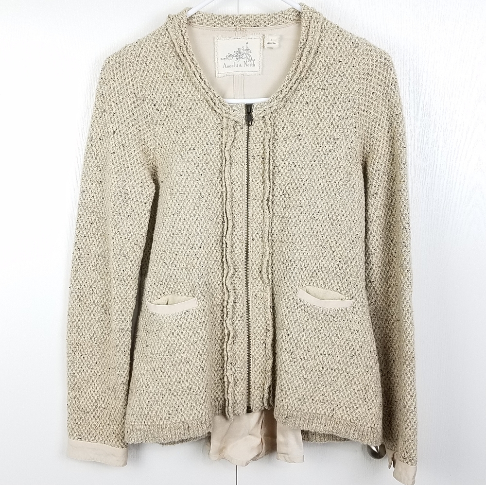 Anthropologie Angel of the North zip up cardigan
